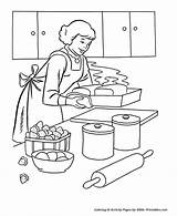 Coloring Pages Dinner Cooking Thanksgiving Baking Feast Bread Bible Printables Cook Colouring Mom Printable Mum Food Mother Clipart Traditional Give sketch template