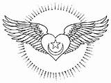 Wings Coloring Pages Heart Hearts Sufi Coloring4free Drawing Angel Colouring Coloringhome Drawings Roses Moon Star Clipart Tattoo Sufism Getdrawings Halo sketch template