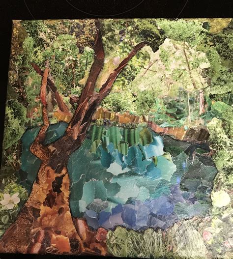 torn paper collage  katie waller    landscape  green