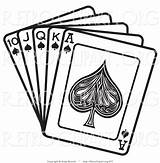 Cards King Queen Ace Poker Spades Jack Clipart Drawing Playing Hand Card Showing Deck Flush Vector Drawings Retro Stock Tattoo sketch template