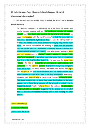 aqa english language paper  question  revision teaching resources