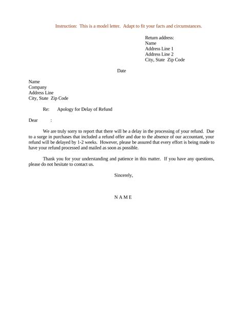 sample letter refund  template pdffiller