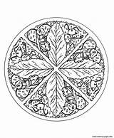 Coloring Leaves Mandala Color Pages Printable Print sketch template