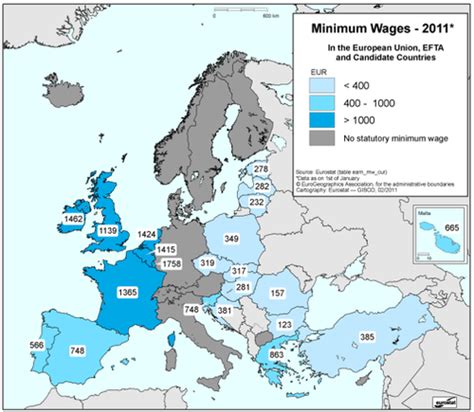 O Mapa Europeu Do Salário Mínimo Europeu Em 2011 Eu Acuso