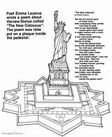 Liberty Statue Coloring Poem Pages Kids Printable Quote Grade Inscription Colossus Book 1st Quotes Cliparts Symbols Printables American Patriotic Raisingourkids sketch template