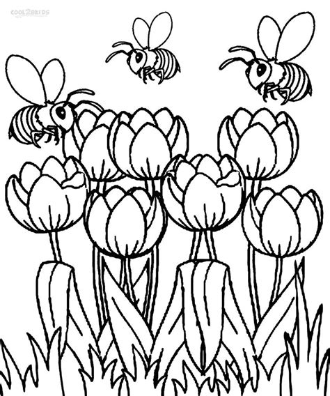bee  flower coloring pages  getcoloringscom  printable