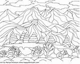 Pages Coloring Landscape Keeffe Georgia Pastel Getdrawings sketch template