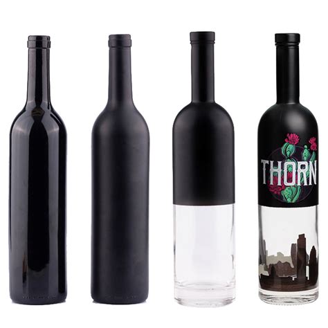 high quality custom empty matte black liquor bottles glass ml size