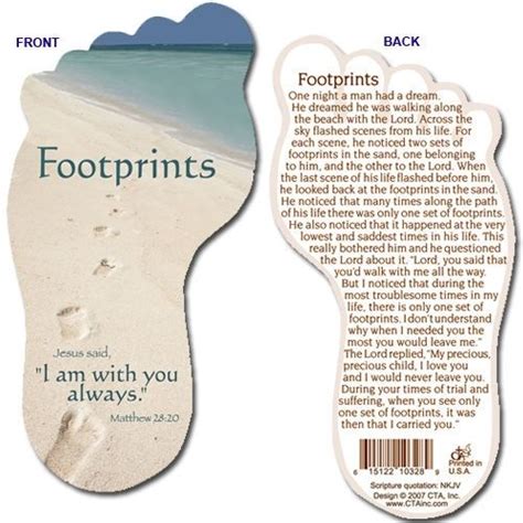 footprints   sand laminated bookmark footprint baby dedication