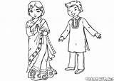 Enfants Indische Colorkid Indiens Traditionnel Traditioneller Africains Coloriages Indiani sketch template