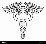 Symbol Snakes Two Caduceus Intertwined Around Illustration Alamy Winged Healing Rod Medicine sketch template