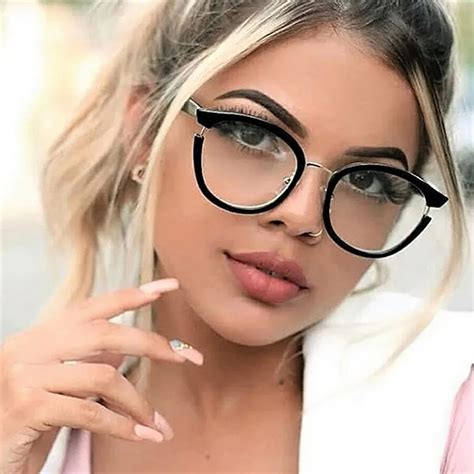 women cat eye glasses frames optical eyeglasses fashion metal frame