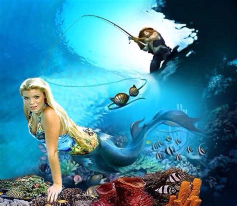 blonde hair mermaid with blue tail underwater art mermaids with blue tails pinterest
