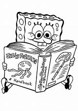 Spongebob Coloring Pages Read Squarepants Jellyfishing Handbook Book Color Kids Animated Cartoons Cartoon sketch template