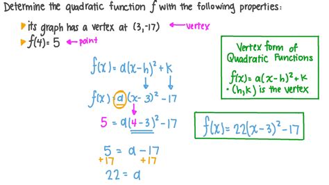 question video   vertex form   quadratic function nagwa