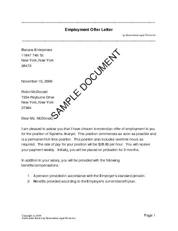employment offer letter usa legal templates agreements contracts
