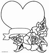 Coloring Pages Roses Rose Hearts Printable Cool2bkids Kids sketch template