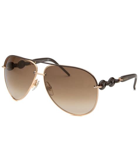 gucci womens aviator cocoa rosetone sunglasses in brown lyst