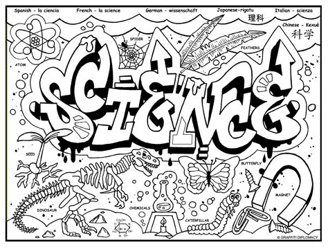 coloring page  kids science doodles