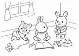 Coloring Pages Calico Critters Preschooler Paints Rudolph Reindeer sketch template
