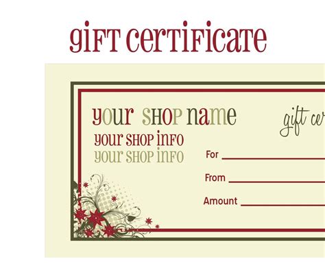 printable christmas gift certificate templates