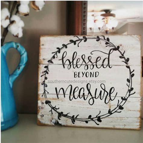 Blessed Beyond Measure Wood Sign Wood Signs Sayings Etsy