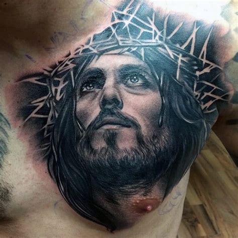 40 Jesus Chest Tattoo Designs For Men Chris Ink Ideas