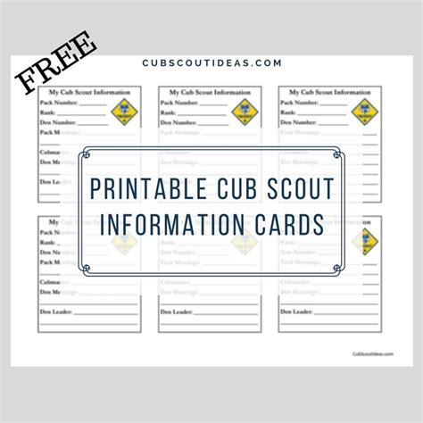 printable cub scout information cards cub scout ideas