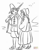 Coloring Pilgrim Pages Children sketch template