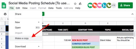 create  social media posting schedule  template  tools