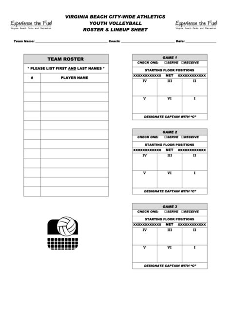 printable volleyball lineup sheet template web    thy