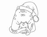 Christmas Kittens Coloring Coloringcrew sketch template