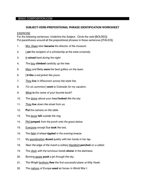 images  preposition worksheets   grade printable