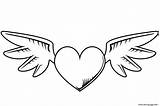 Wings Coloring Heart Pages Valentines Printable Color sketch template