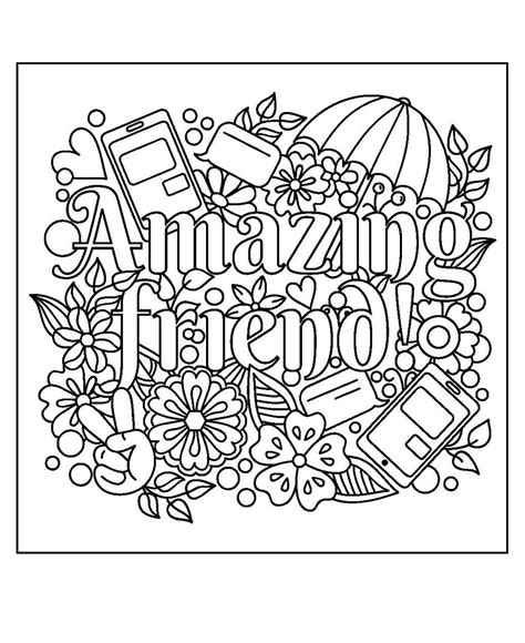 amazing friends words coloringpage love coloring pages heart
