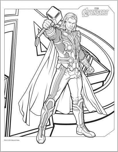 avengers thor colouring pages