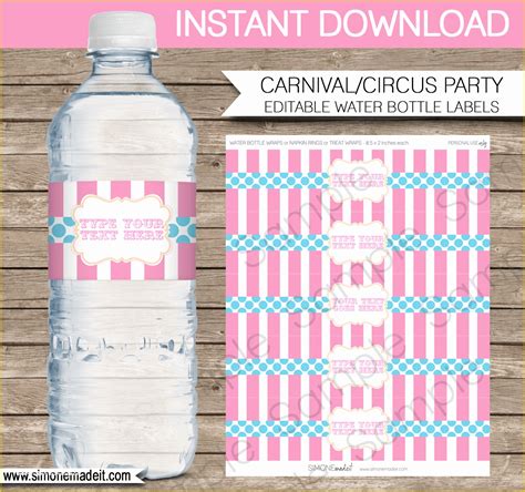 editable printable water bottle labels