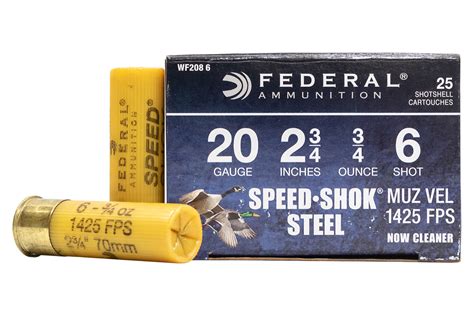 Federal 20 Ga 2 3 4 Inch 3 4 Oz 6 Shot Speed Shok 25 Box Vance Outdoors