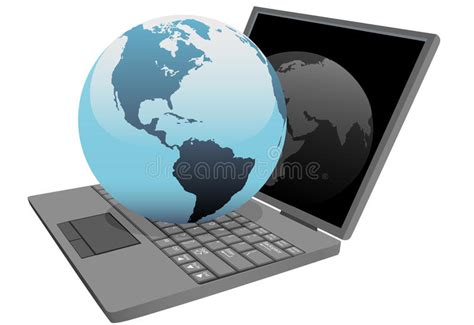 de bol van de aarde op laptop wereldcomputer vector illustratie illustration  wereld