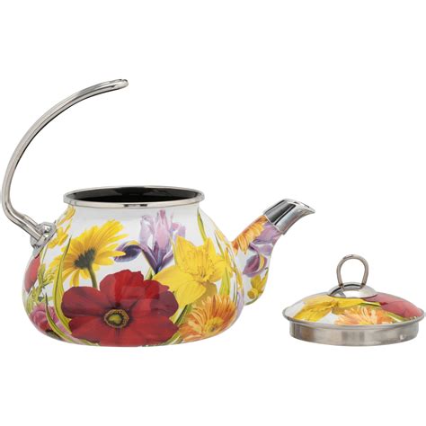 Flower Garden Tea Kettle 2 3 Quart Capacity Vintage Look Colorful Great