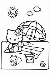 Kitty Hello Coloring Pages Beach Color Getcolorings Cute Print sketch template