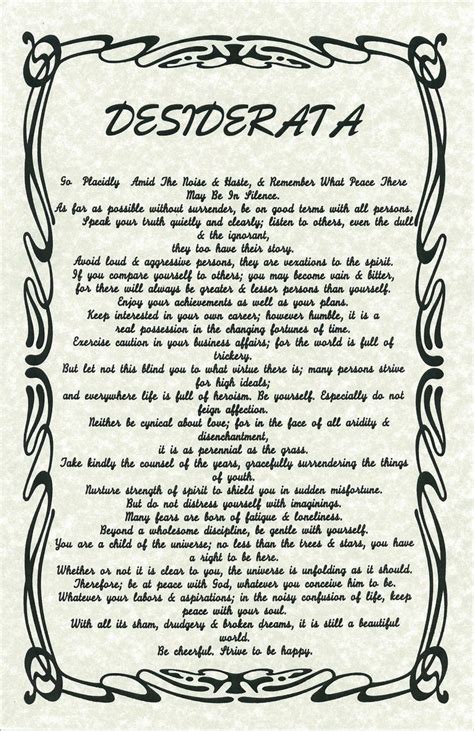 desiderata poem poster  fine parchment  desideratasuperstore