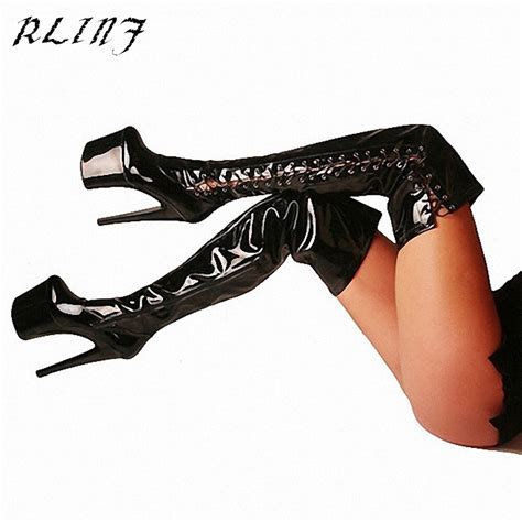 rlinf autumn high heels shoes patent leather pole dance performance