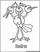 Coloring Dodrio Doduo Pages Fun Printable Template sketch template