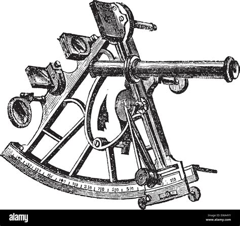 sextante vintage grabado antigua ilustración grabada de sextant