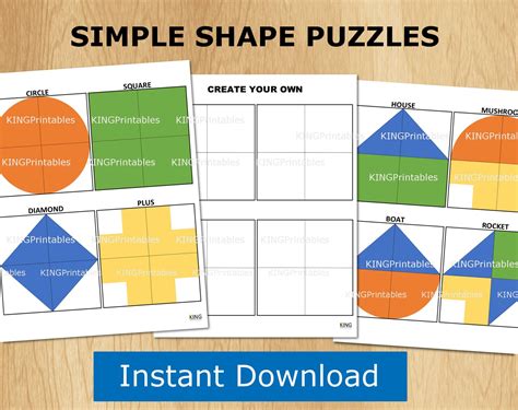simple shape puzzle file folder games printable busy binder etsy