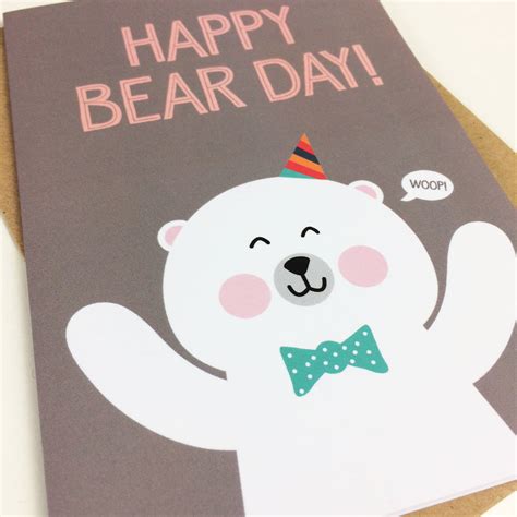 cute bear birthday card happy bear day  wink design