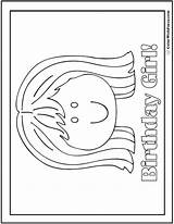 Birthday Coloring Pages Happy Girl Printable Sheets Party Colorwithfuzzy sketch template