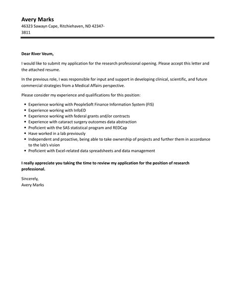 research professional cover letter velvet jobs