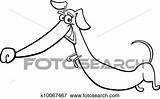 Dachshund Coloring Dog Cartoon Happy Fotosearch Clip Jumping Illustration Book sketch template
